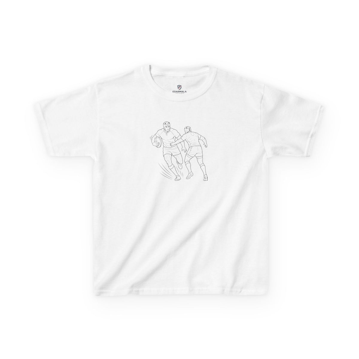 T Shirt Kids, Rugby players minimalist sketch design, Cotton, Various Colours