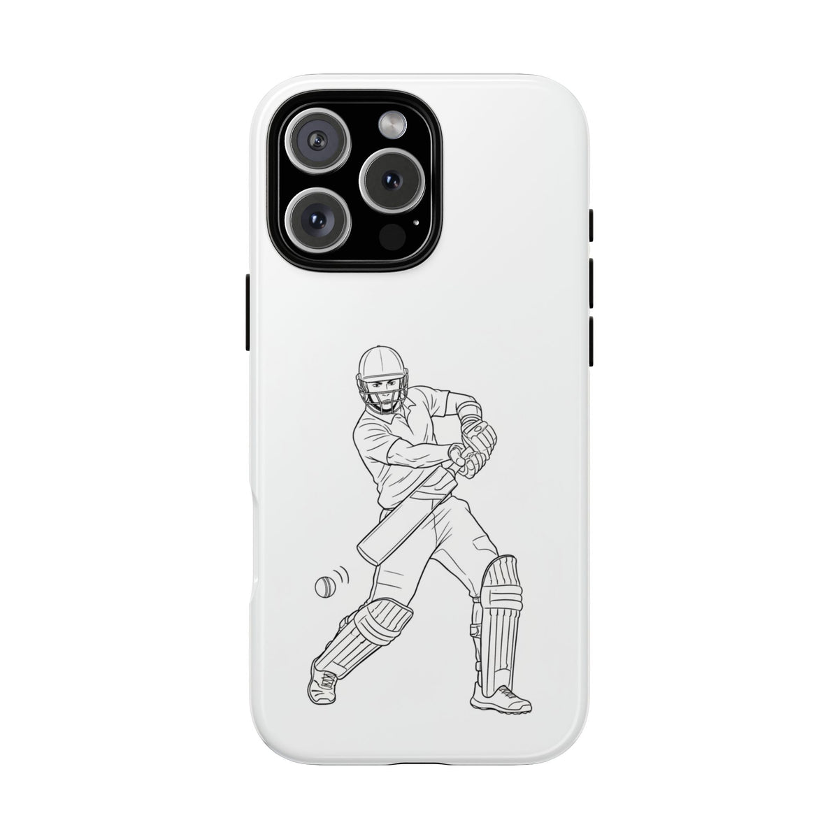 Phone Case, Cricket Batsman Sketch, Tough Case