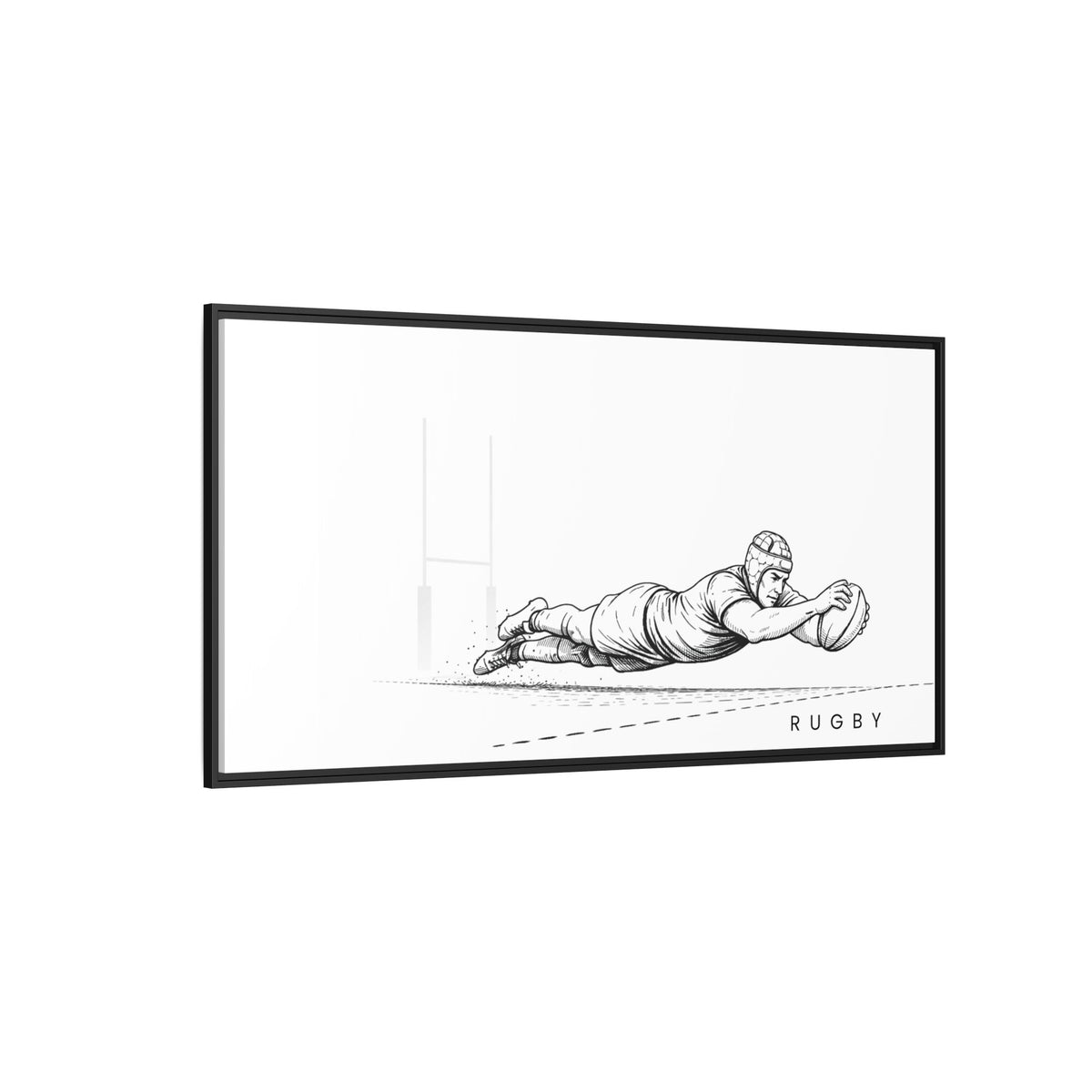 Print, Rugby Try, Matte Canvas Framed Wall Art