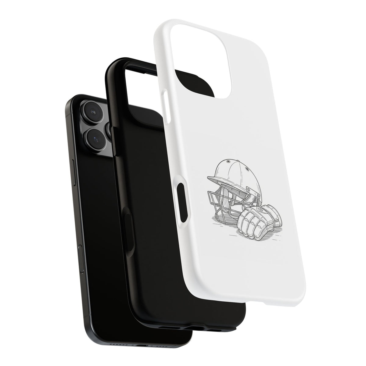 Phone Case, Cricket Gloves & Helmet Sketch, Tough Case