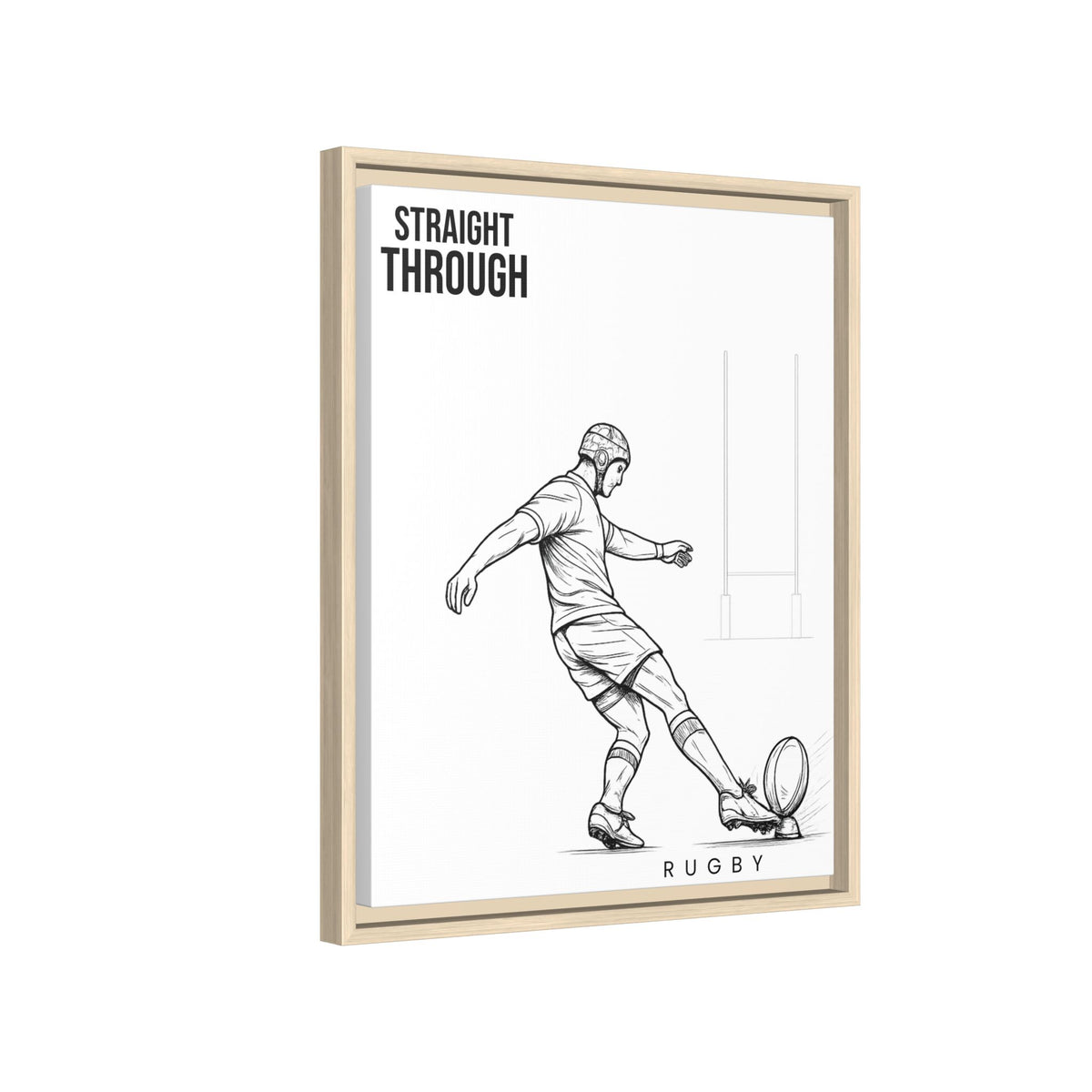 Print, Rugby Conversion Kick - Straight Through, Matte Canvas Print Framed Art
