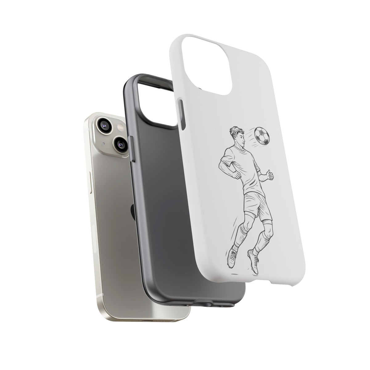 Phone Case, Football Chest-control Minimalist sketch Design, Tough Case