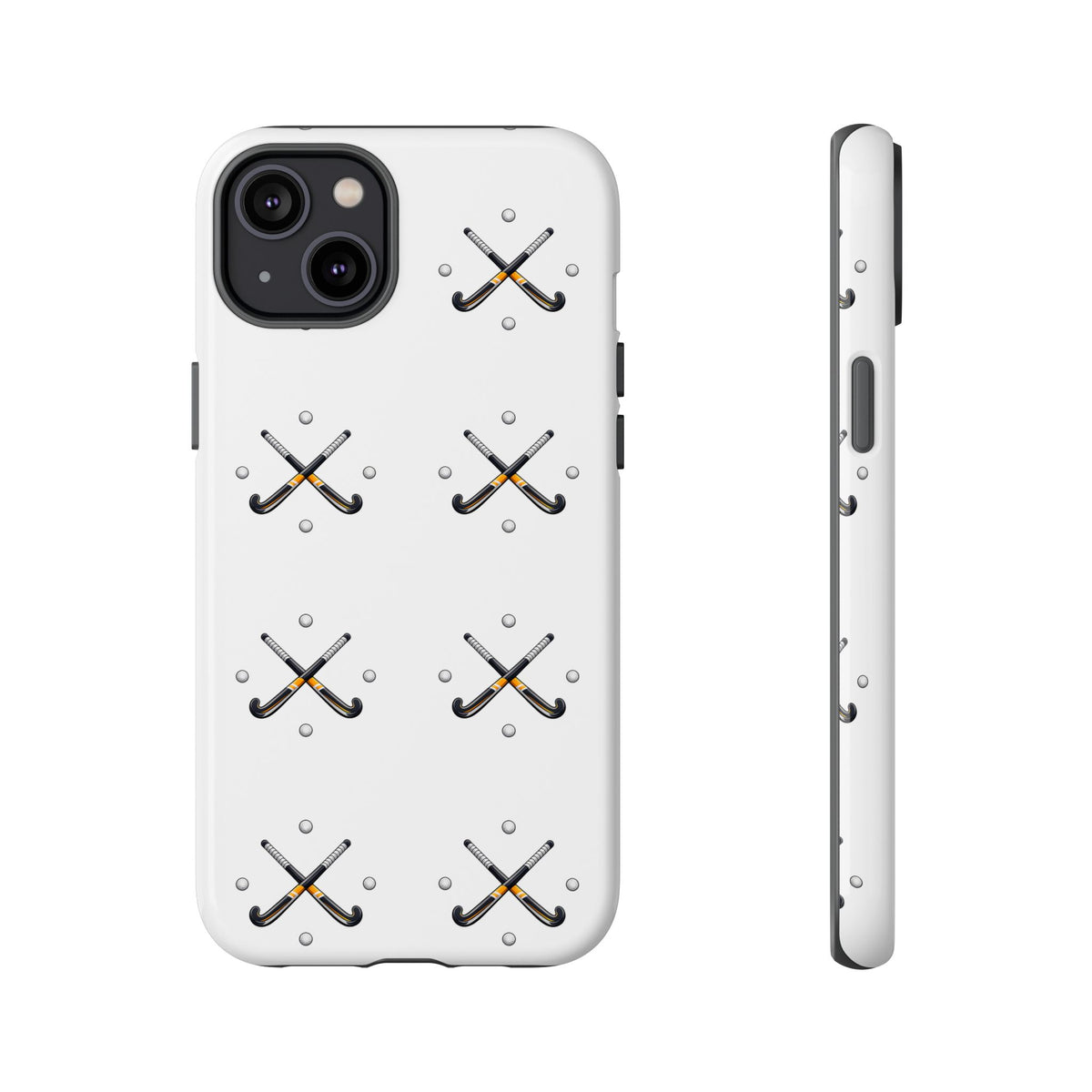 Phone Case, Hockey Repeated Crossed Sticks & Balls Pattern, Tough Case