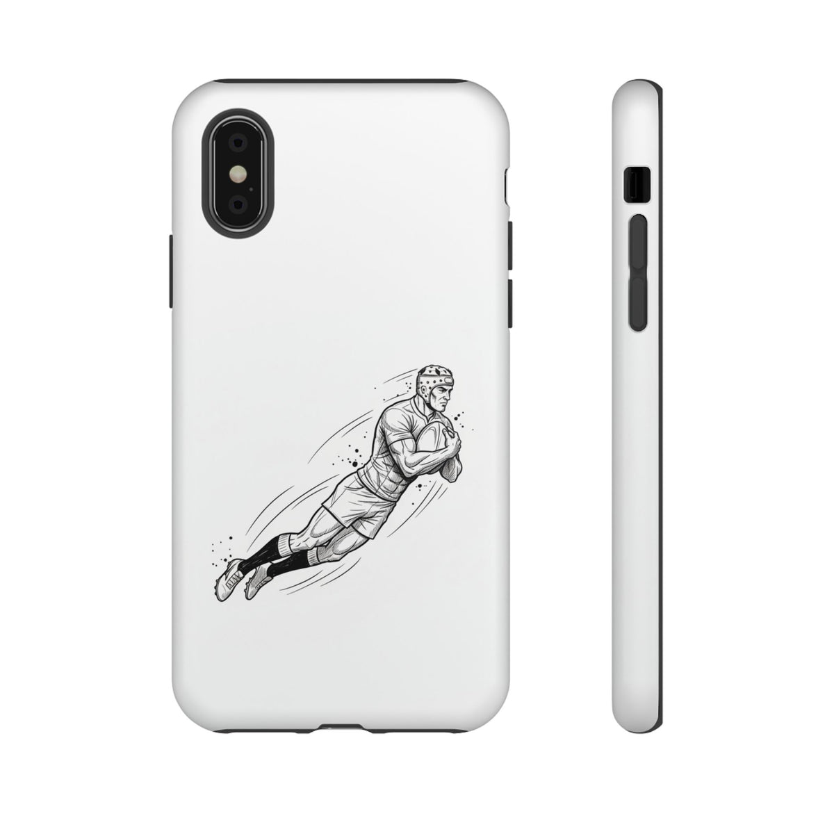 Phone Case, Rugby Try Swan Dive Minimalist Sketch design, Tough Case