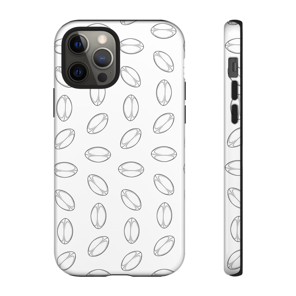 Phone Case, Rugby Ball Minimalist Sketch Pattern, Tough Case