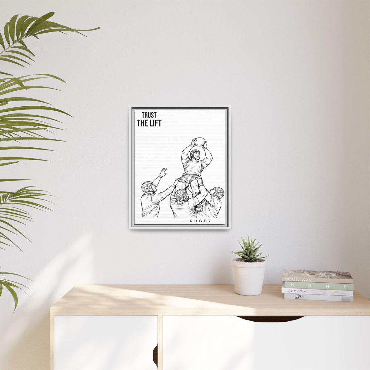 Print, Rugby Line-Out Trust The Lift , Matte Canvas Print Framed Art
