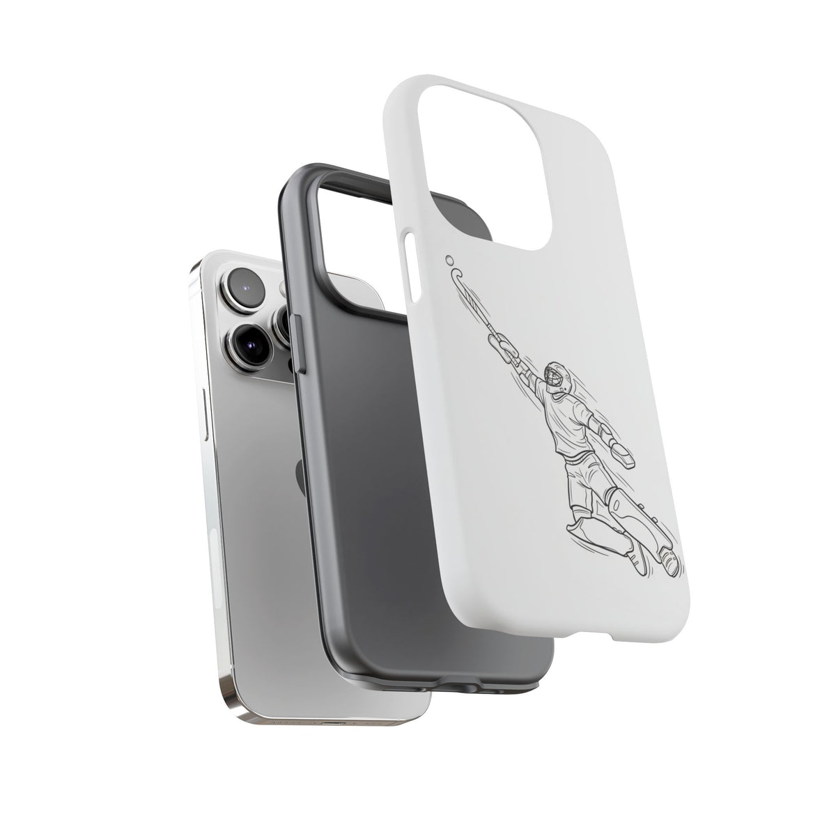 Hockey Goalkeeper Sketch Phone Case — Minimalist Sports Protective Cover