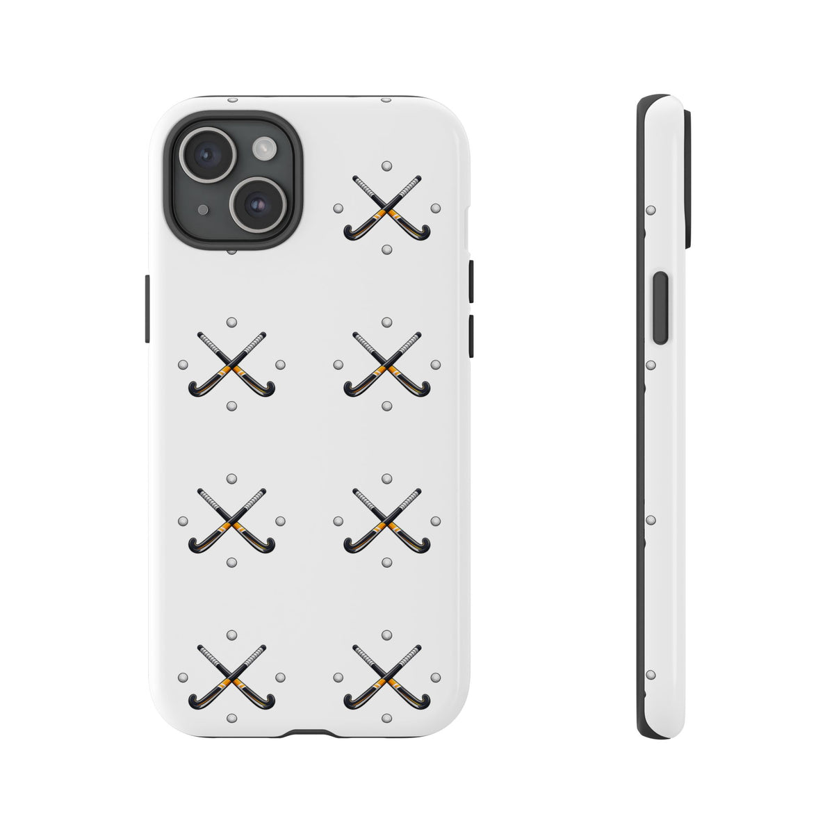 Phone Case, Hockey Repeated Crossed Sticks & Balls Pattern, Tough Case