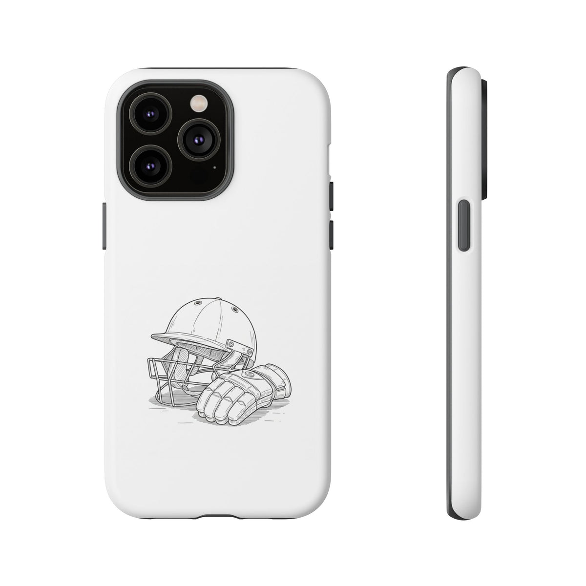 Phone Case, Cricket Gloves & Helmet Sketch, Tough Case