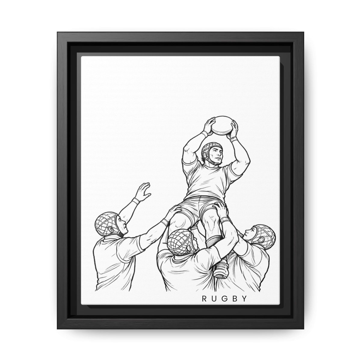 Print, Rugby Line-Out, Matte Canvas Print Framed Art