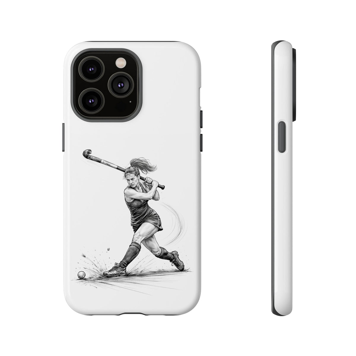 Phone Case, Hockey, Female Player "Tomahawk" shot design, Tough Case