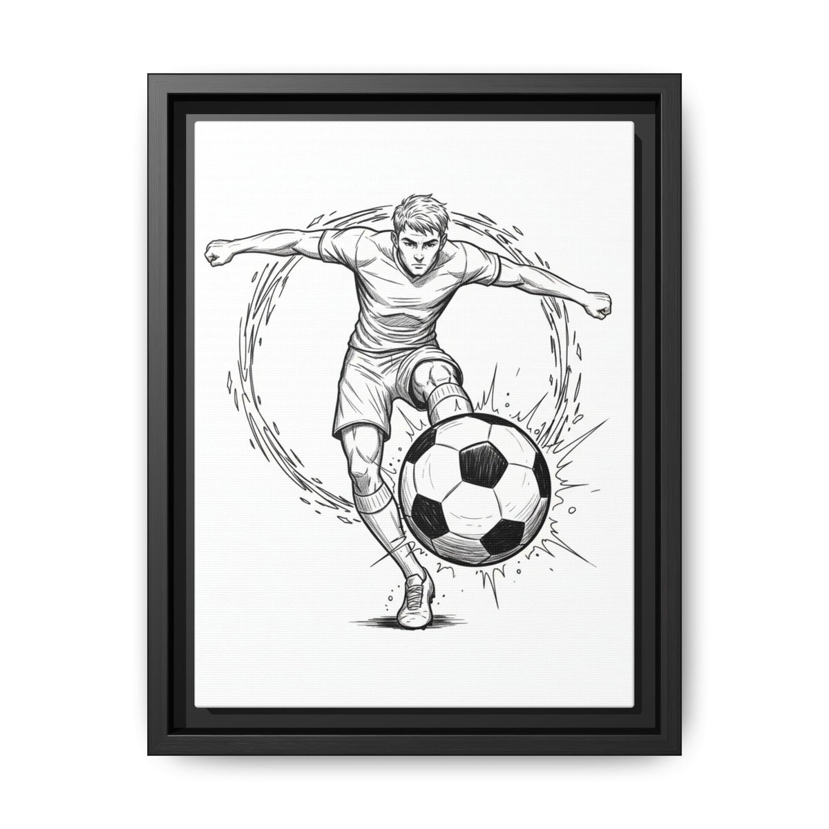 Print, Football Striker, Matte Canvas Framed Wall Art