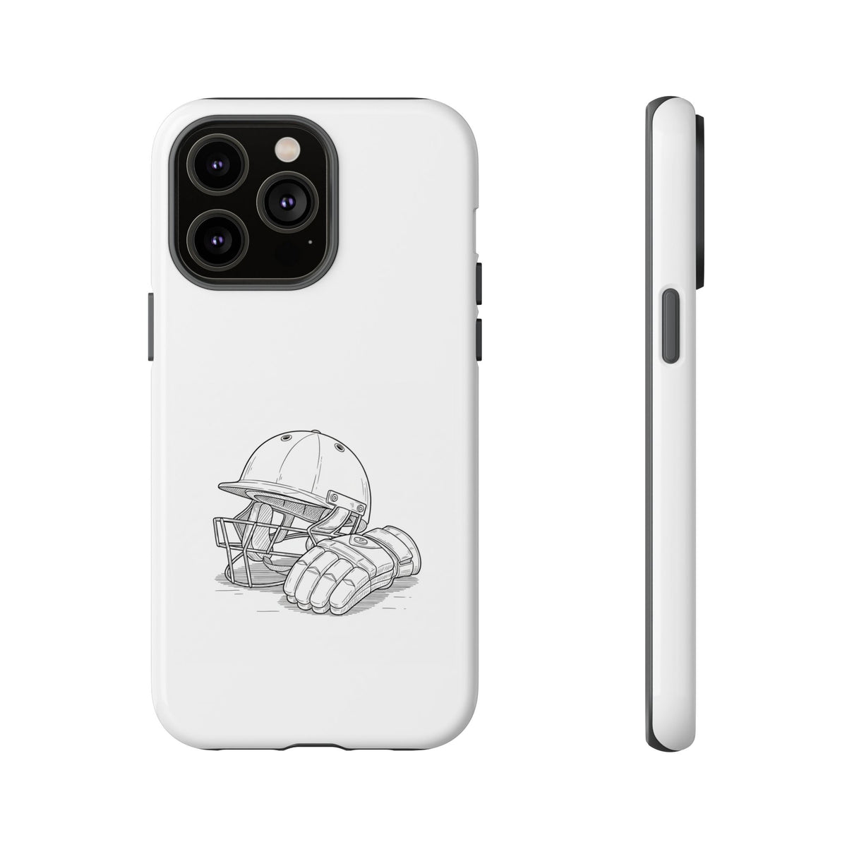 Phone Case, Cricket Gloves & Helmet Sketch, Tough Case