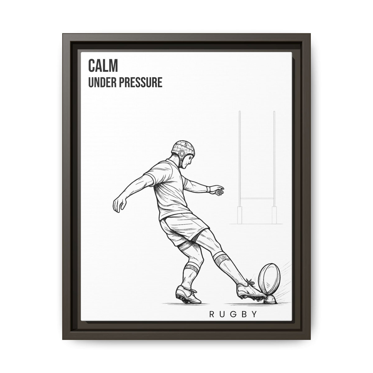 Print, Rugby Conversion Kick - Calm Under Pressure, Matte Canvas Print Framed Art