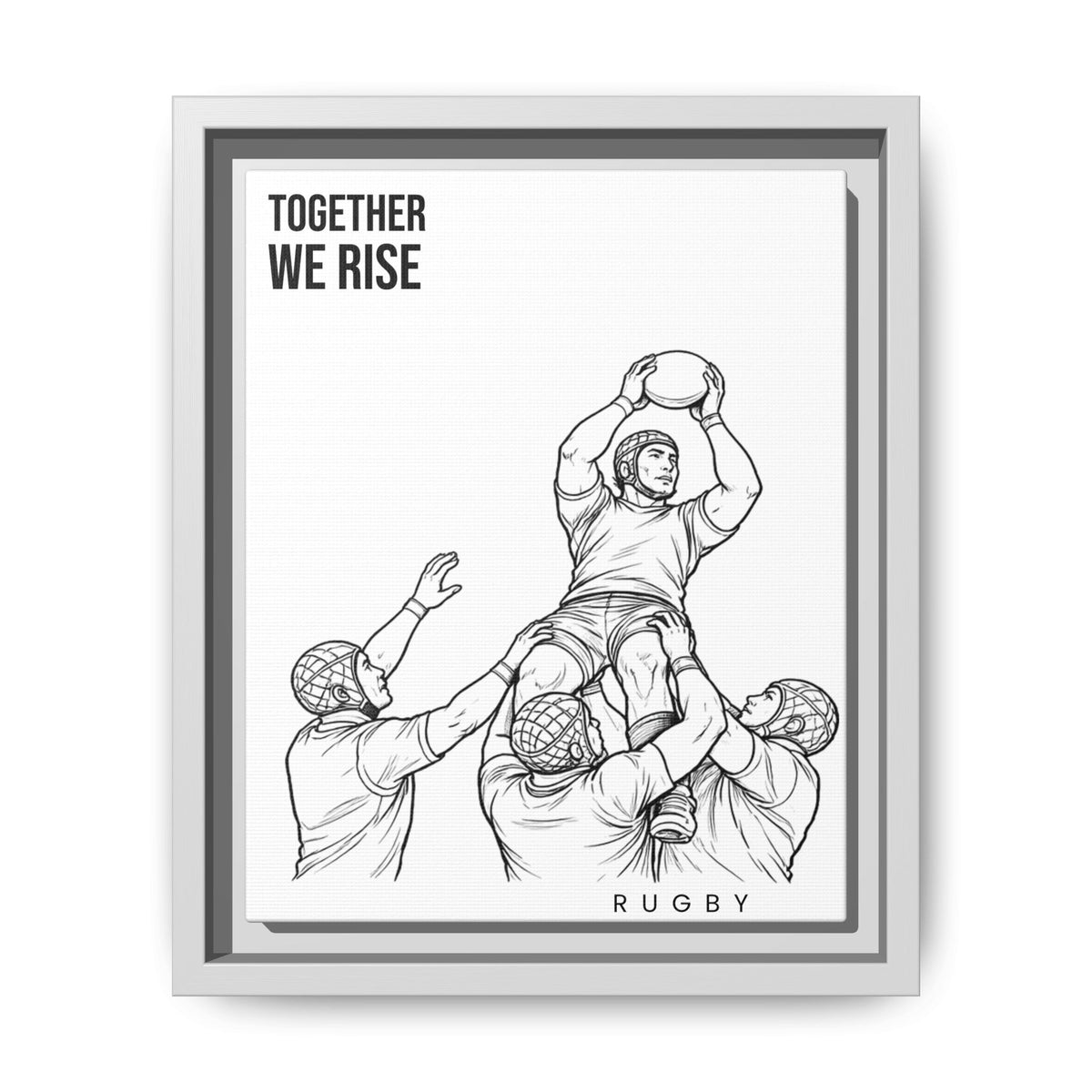 Print, Rugby Line-Out Together We Rise , Matte Canvas Print Framed Art