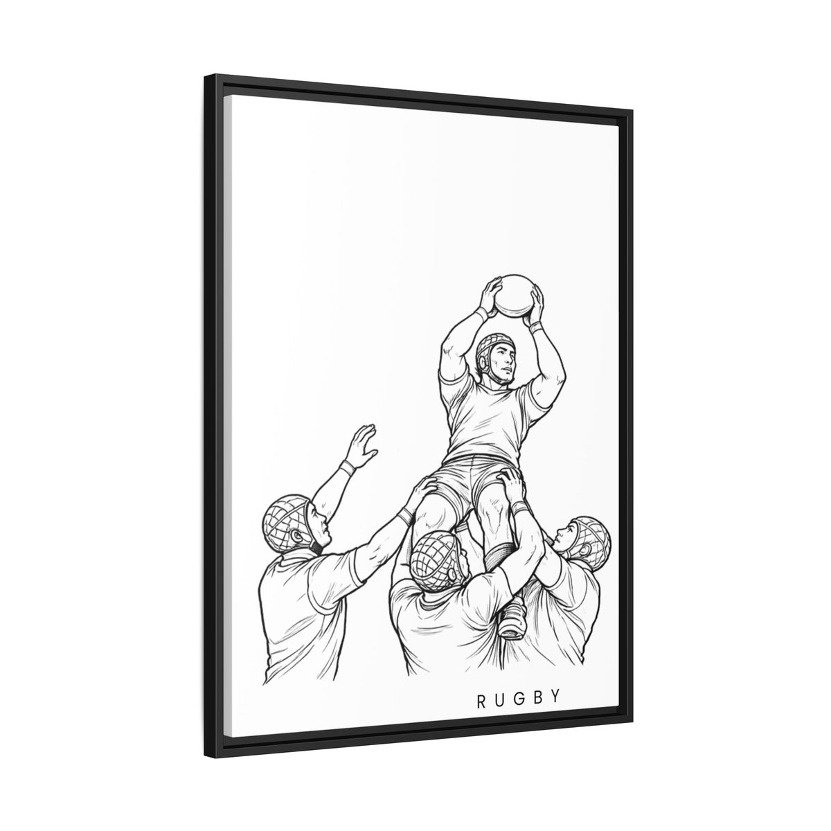 Print, Rugby Line-Out, Matte Canvas Print Framed Art