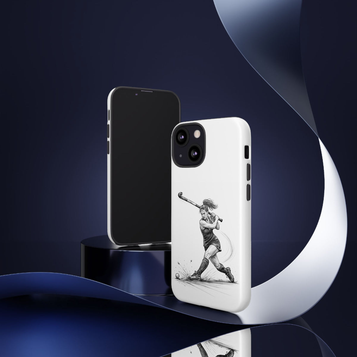 Phone Case, Hockey, Female Player "Tomahawk" shot design, Tough Case