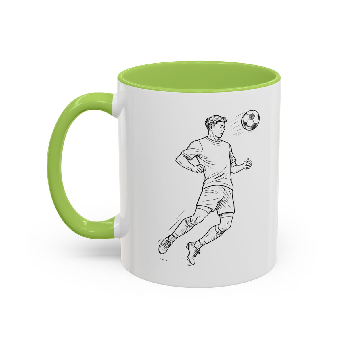 Mug, Football Players, Minimalistic Sketch design, Ceramic 325ml / 11oz, CHOICE of coloured inner