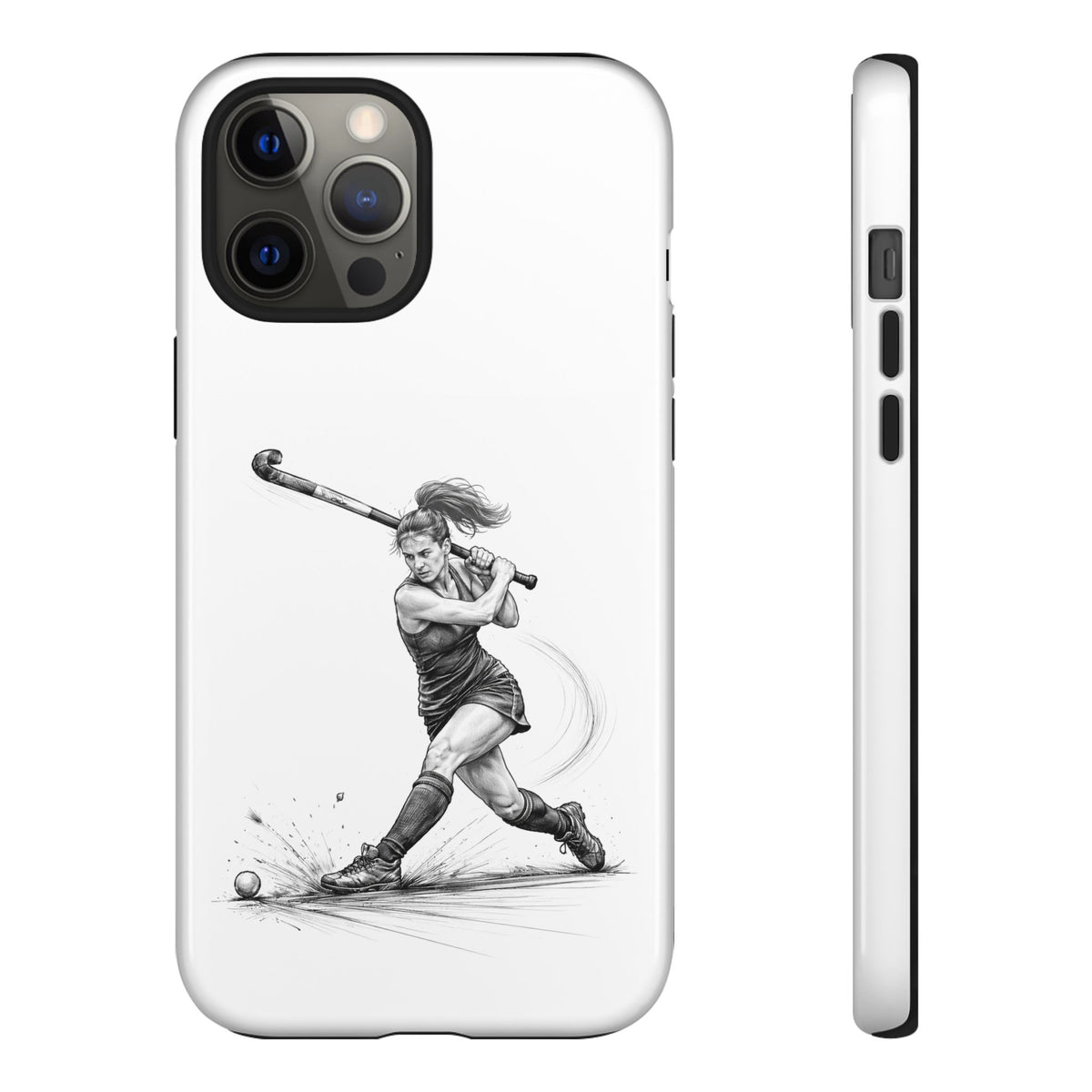 Phone Case, Hockey, Female Player "Tomahawk" shot design, Tough Case