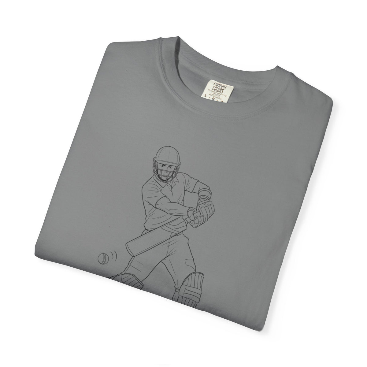 T Shirt, Cricket Batsman Minimalist Sketch Design (Large image), Cotton, Various Colours
