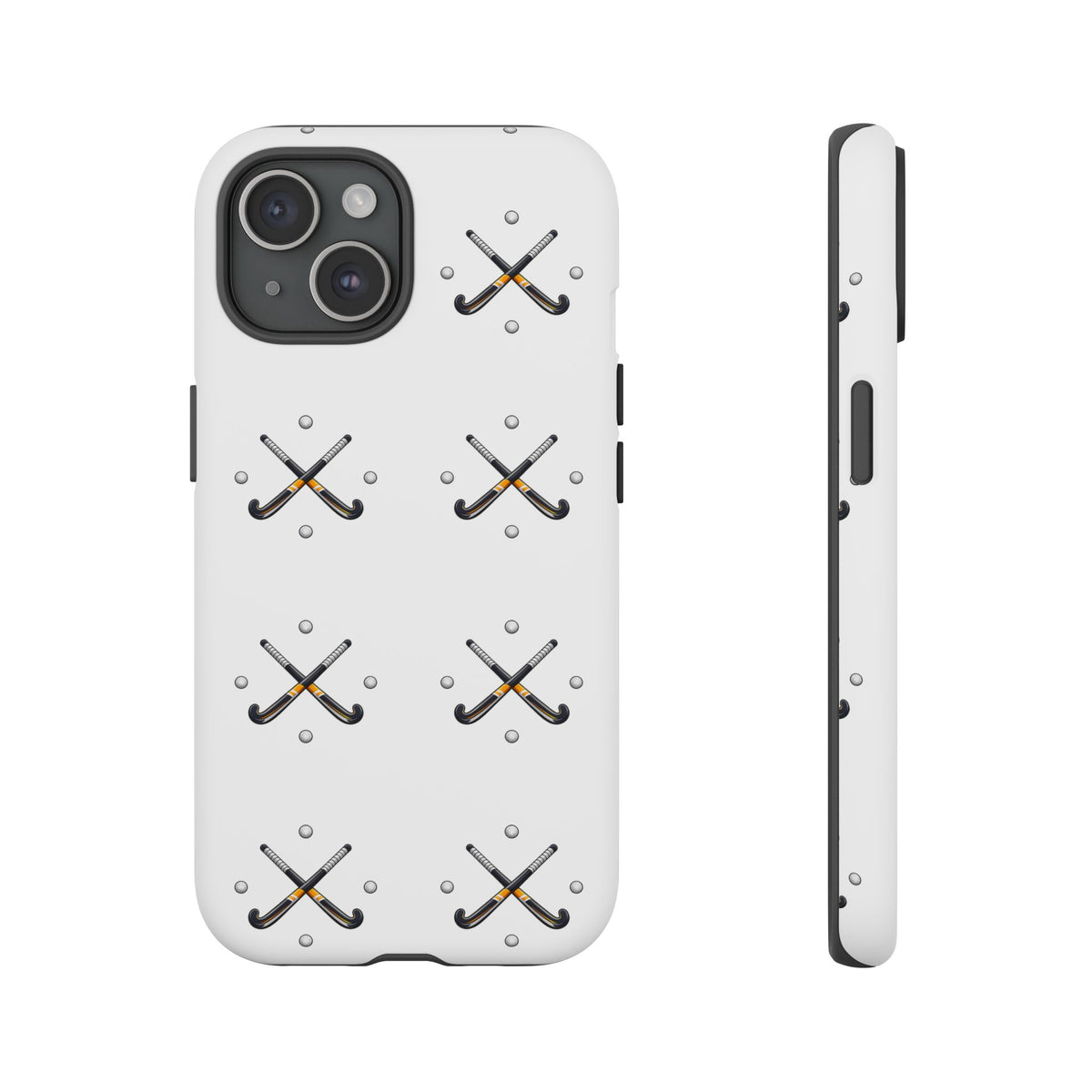 Phone Case, Hockey Repeated Crossed Sticks & Balls Pattern, Tough Case