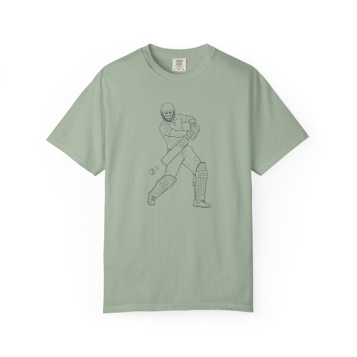 T Shirt, Cricket Batsman Minimalist Sketch Design (Large image), Cotton, Various Colours