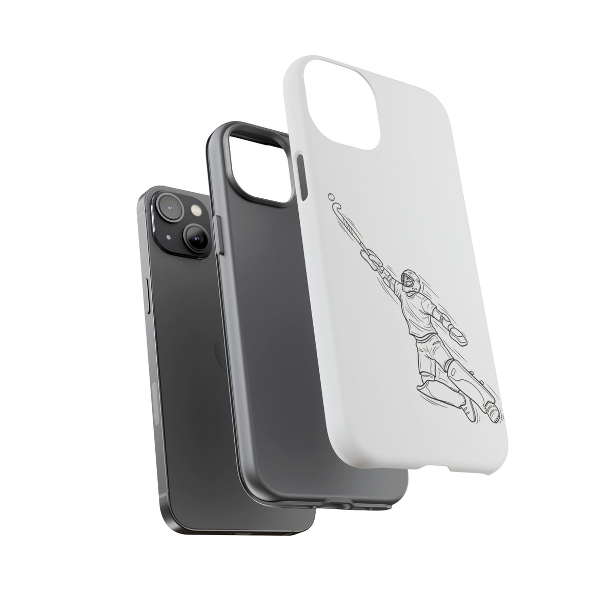 Hockey Goalkeeper Sketch Phone Case — Minimalist Sports Protective Cover