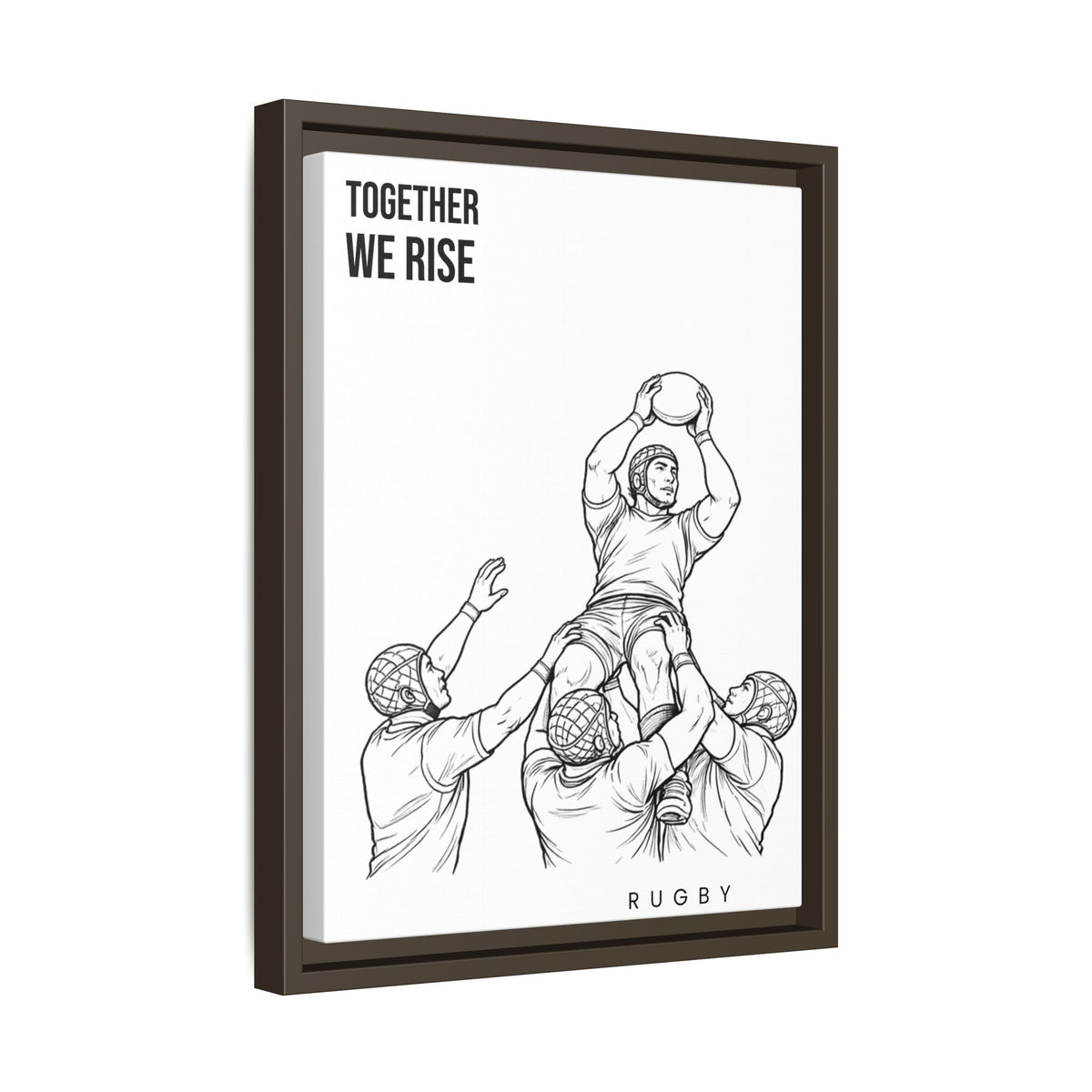 Print, Rugby Line-Out Together We Rise , Matte Canvas Print Framed Art