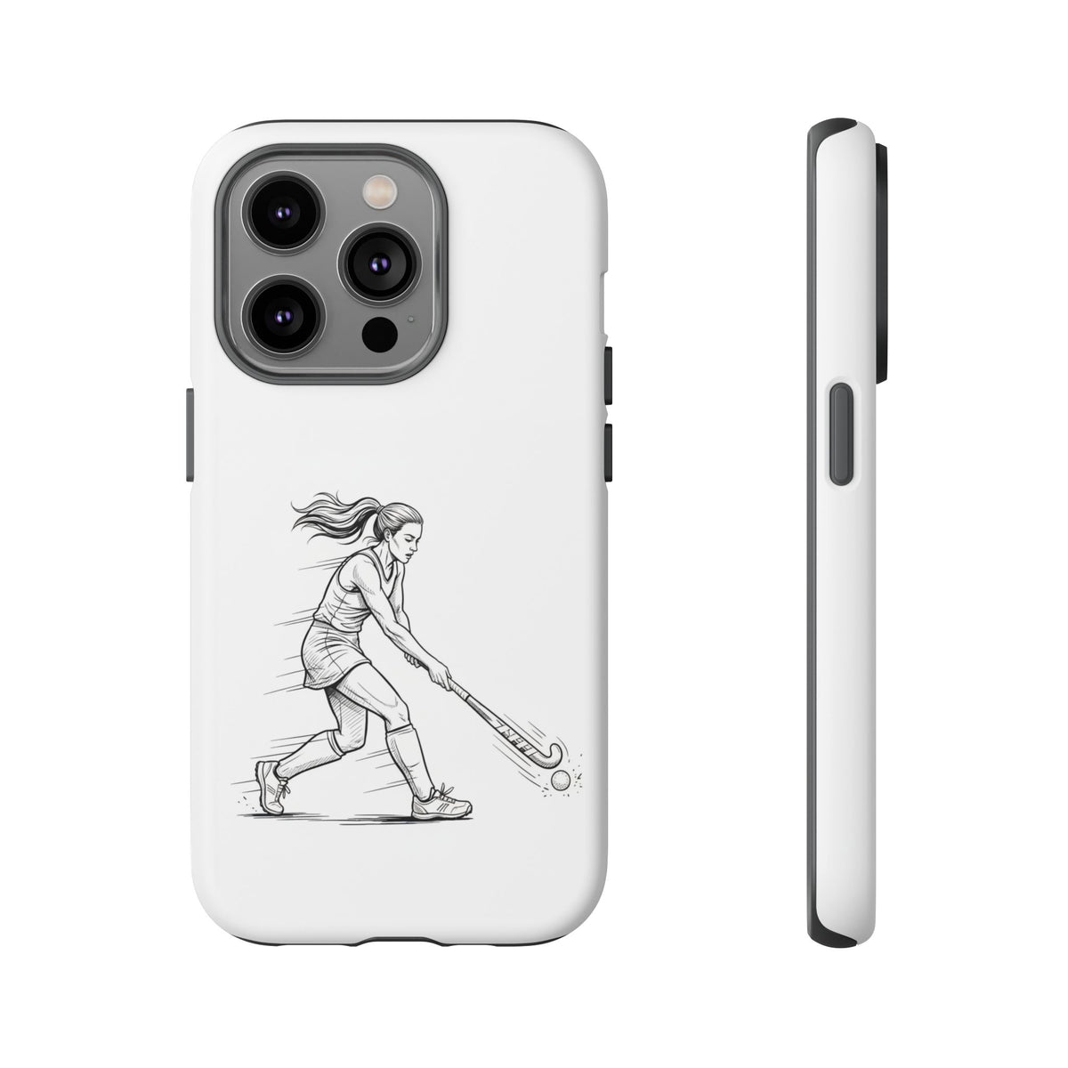 Phone Case, Hockey, Female  Player Minimalist sketch design, Tough Case