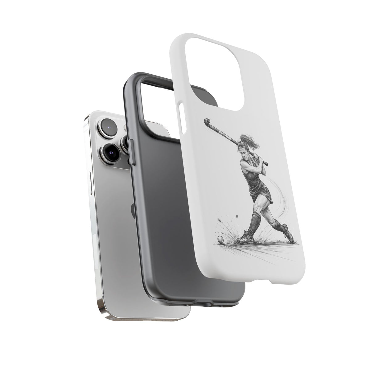 Phone Case, Hockey, Female Player "Tomahawk" shot design, Tough Case