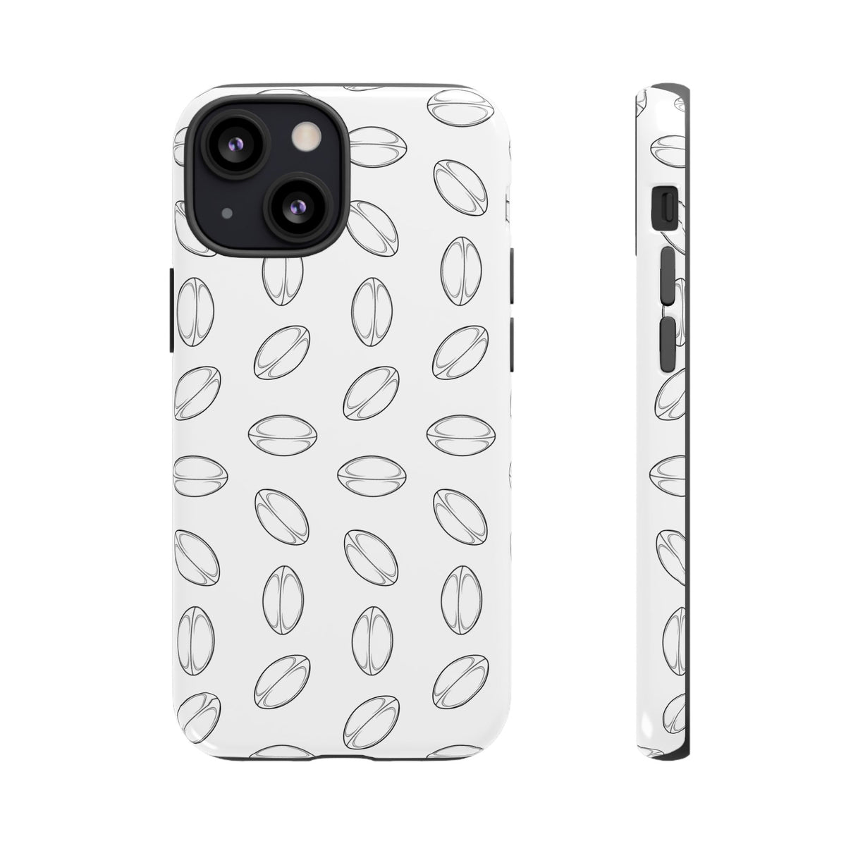 Phone Case, Rugby Ball Minimalist Sketch Pattern, Tough Case