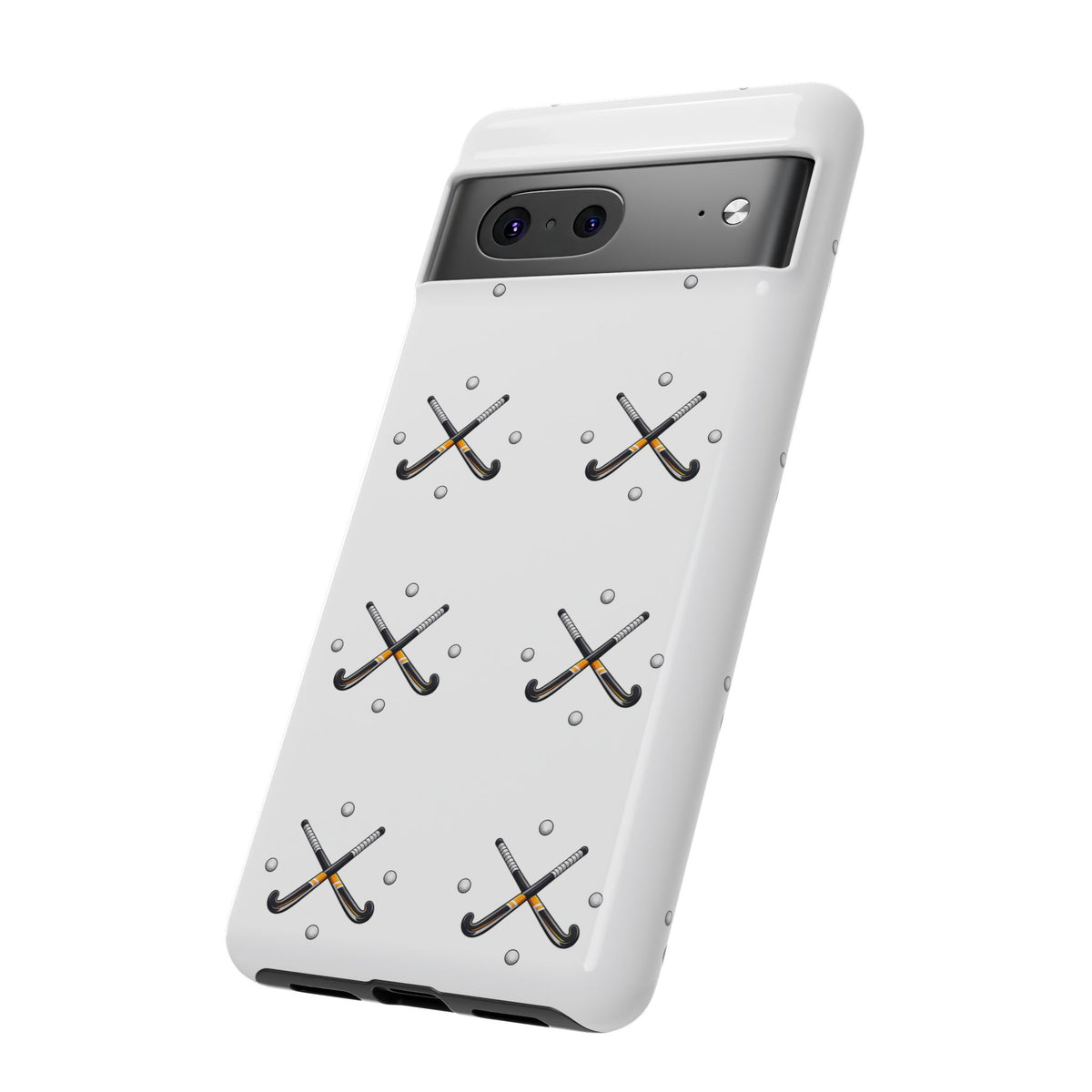 Phone Case, Hockey Repeated Crossed Sticks & Balls Pattern, Tough Case