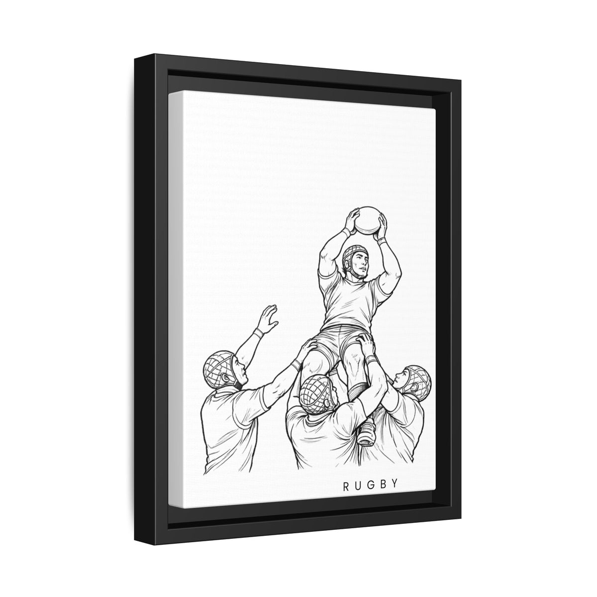 Print, Rugby Line-Out, Matte Canvas Print Framed Art