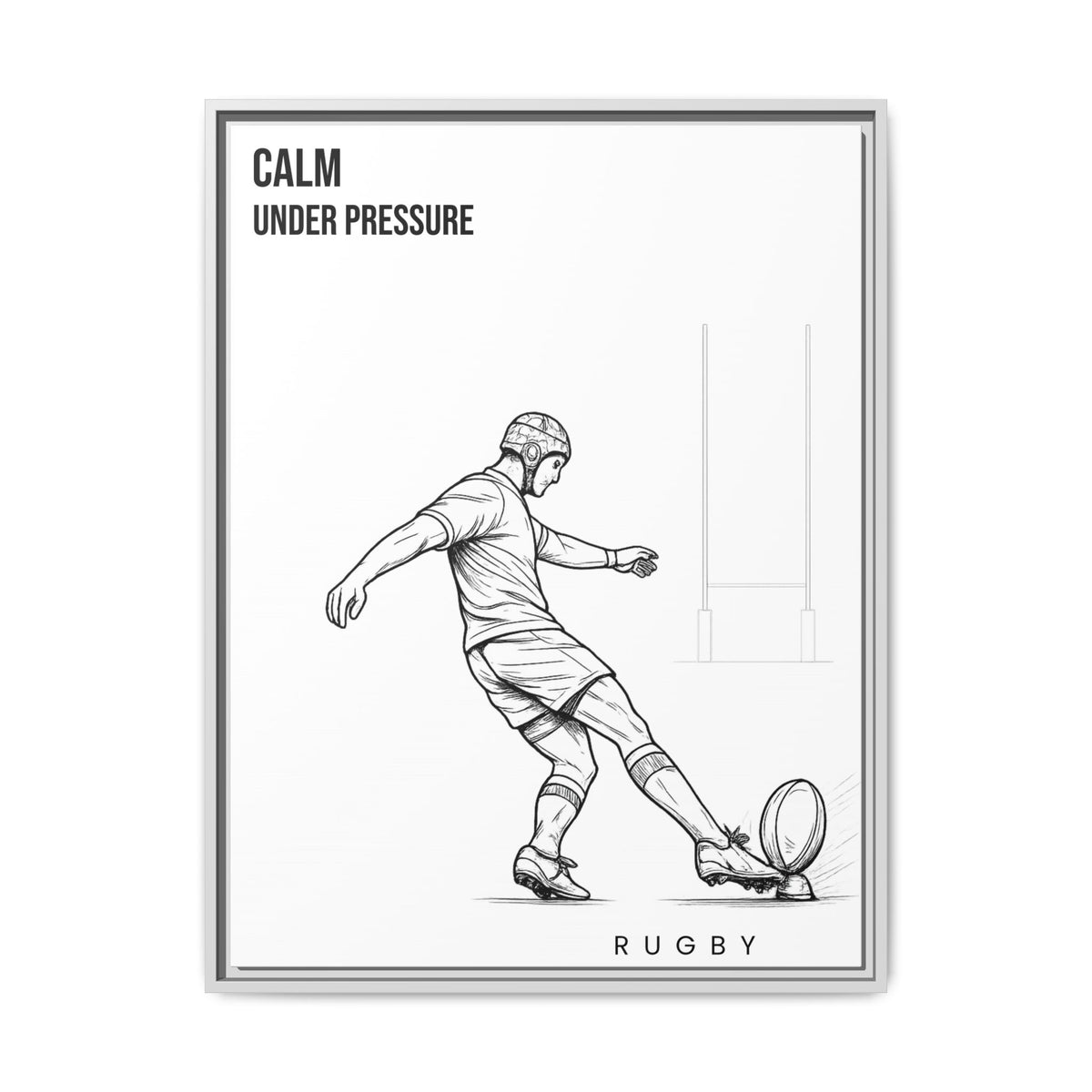 Print, Rugby Conversion Kick - Calm Under Pressure, Matte Canvas Print Framed Art