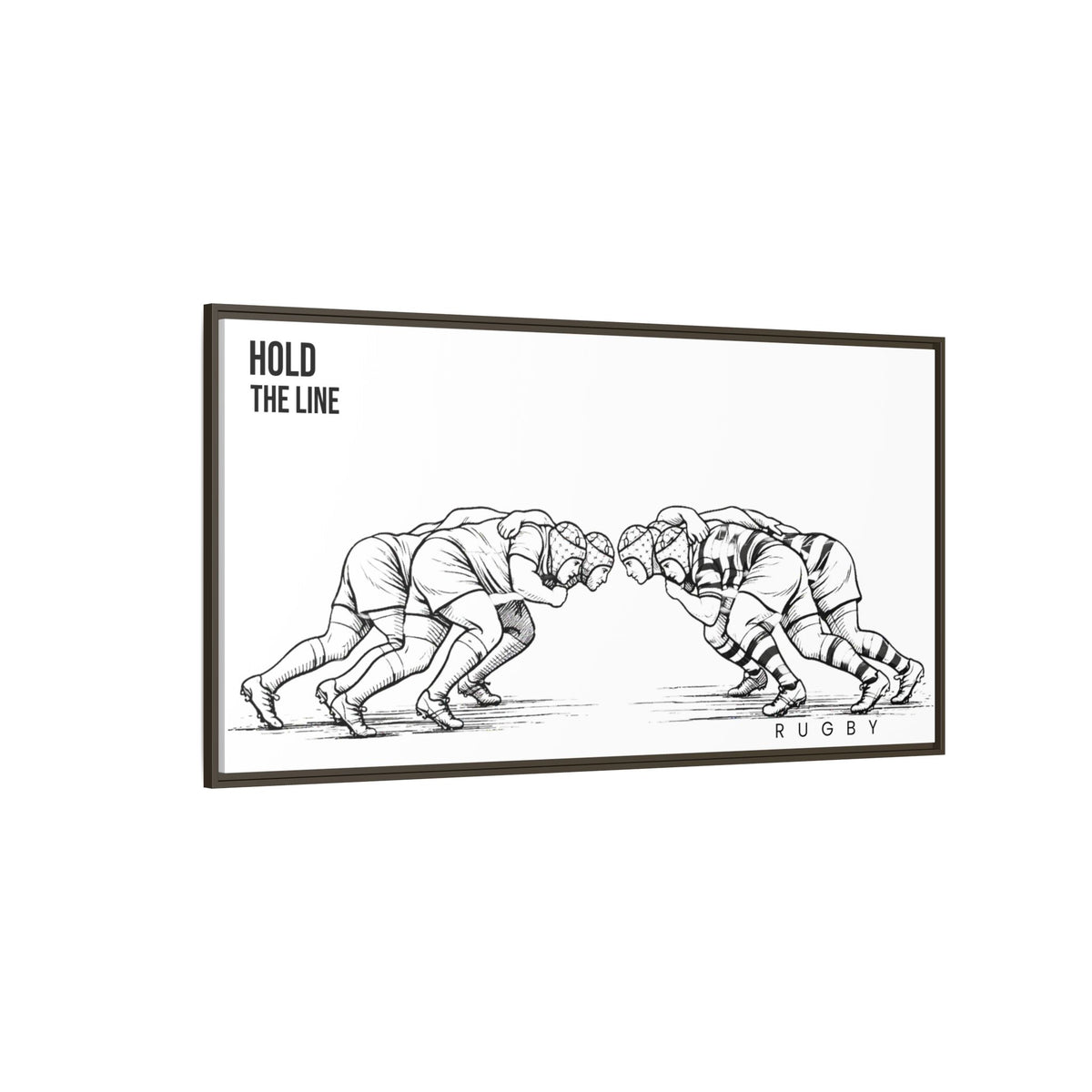 Print, Rugby Scrum, "Hold the Line" , Matte Canvas Print Framed Art