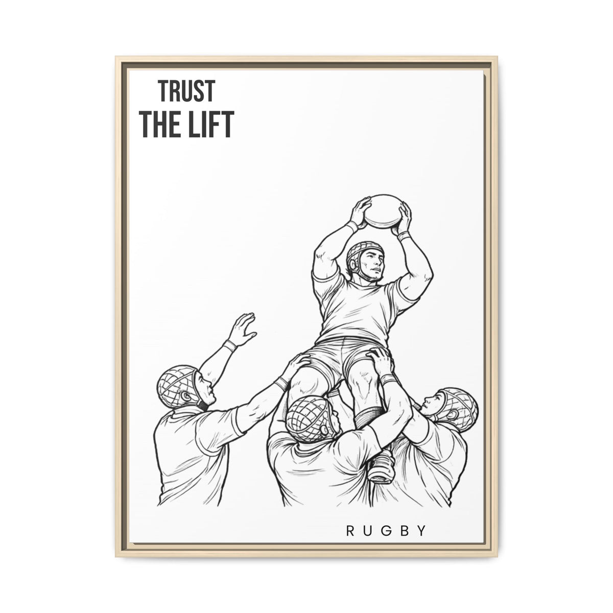 Print, Rugby Line-Out Trust The Lift , Matte Canvas Print Framed Art