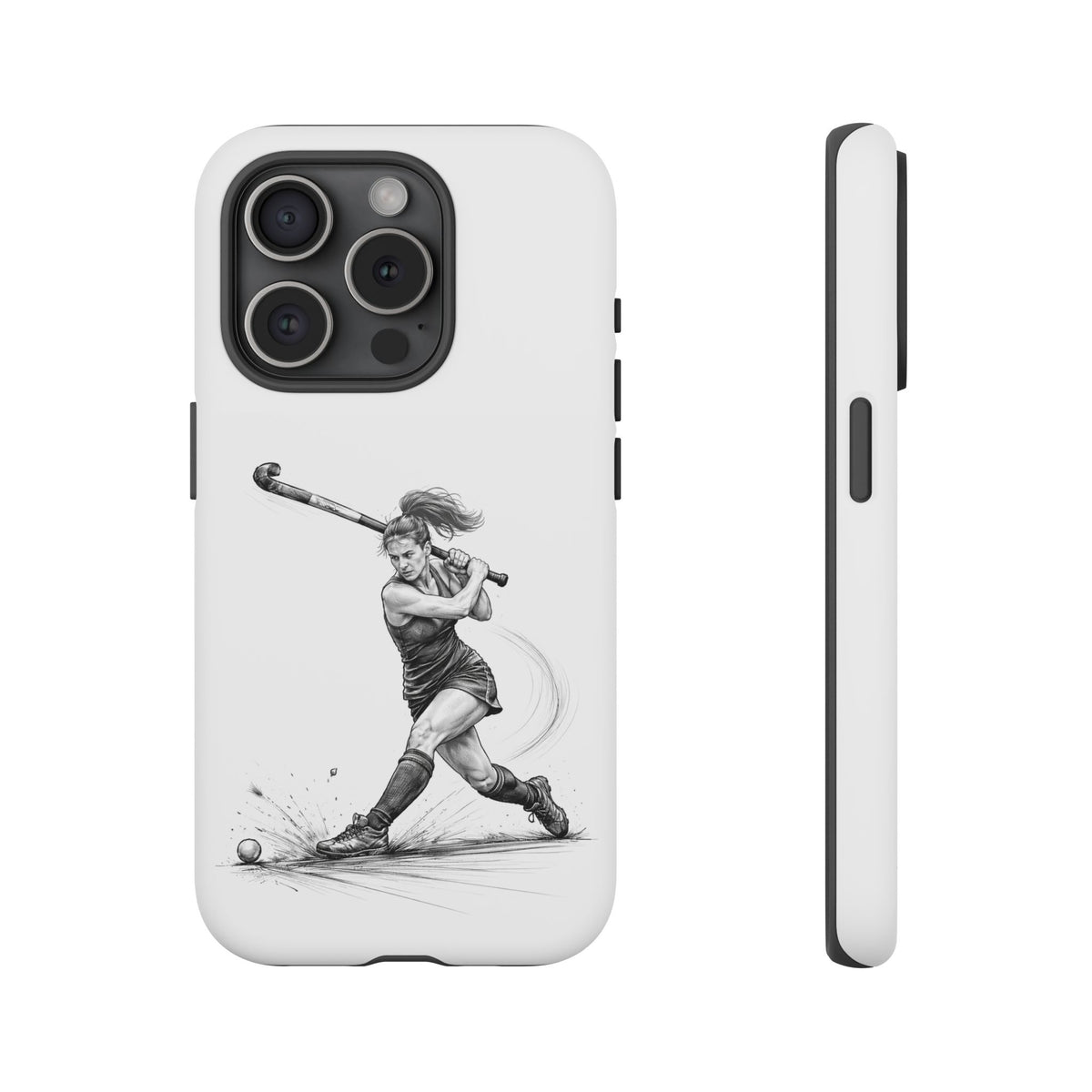 Phone Case, Hockey, Female Player "Tomahawk" shot design, Tough Case