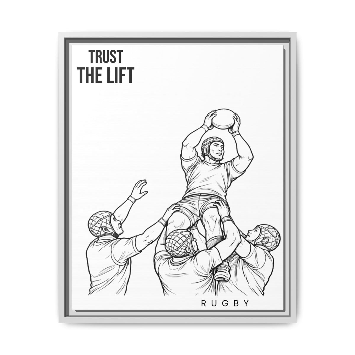 Print, Rugby Line-Out Trust The Lift , Matte Canvas Print Framed Art