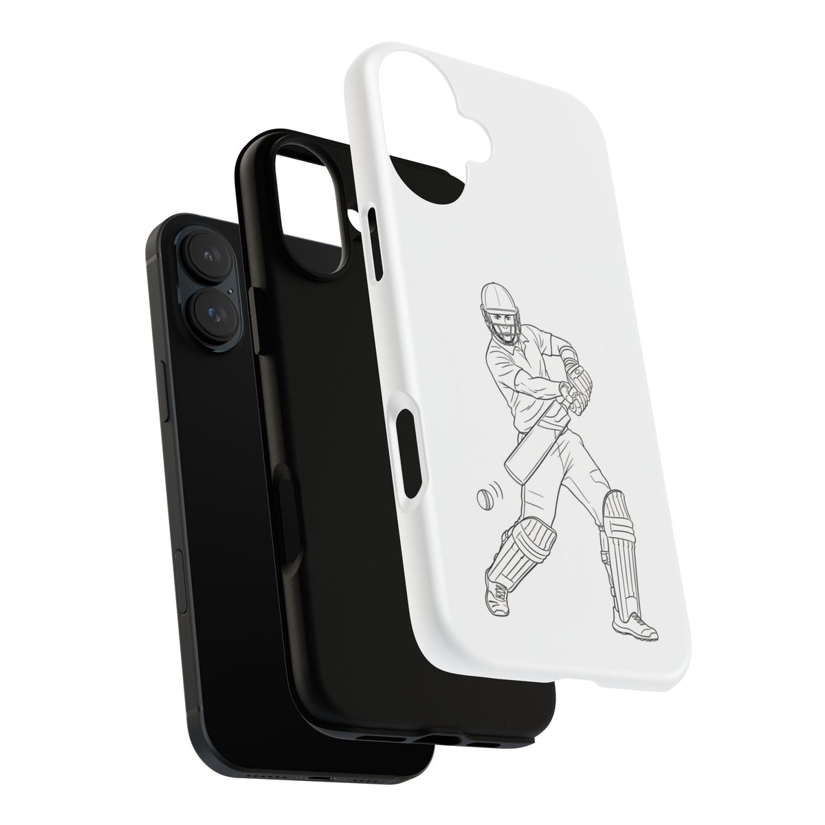 Phone Case, Cricket Batsman Sketch, Tough Case