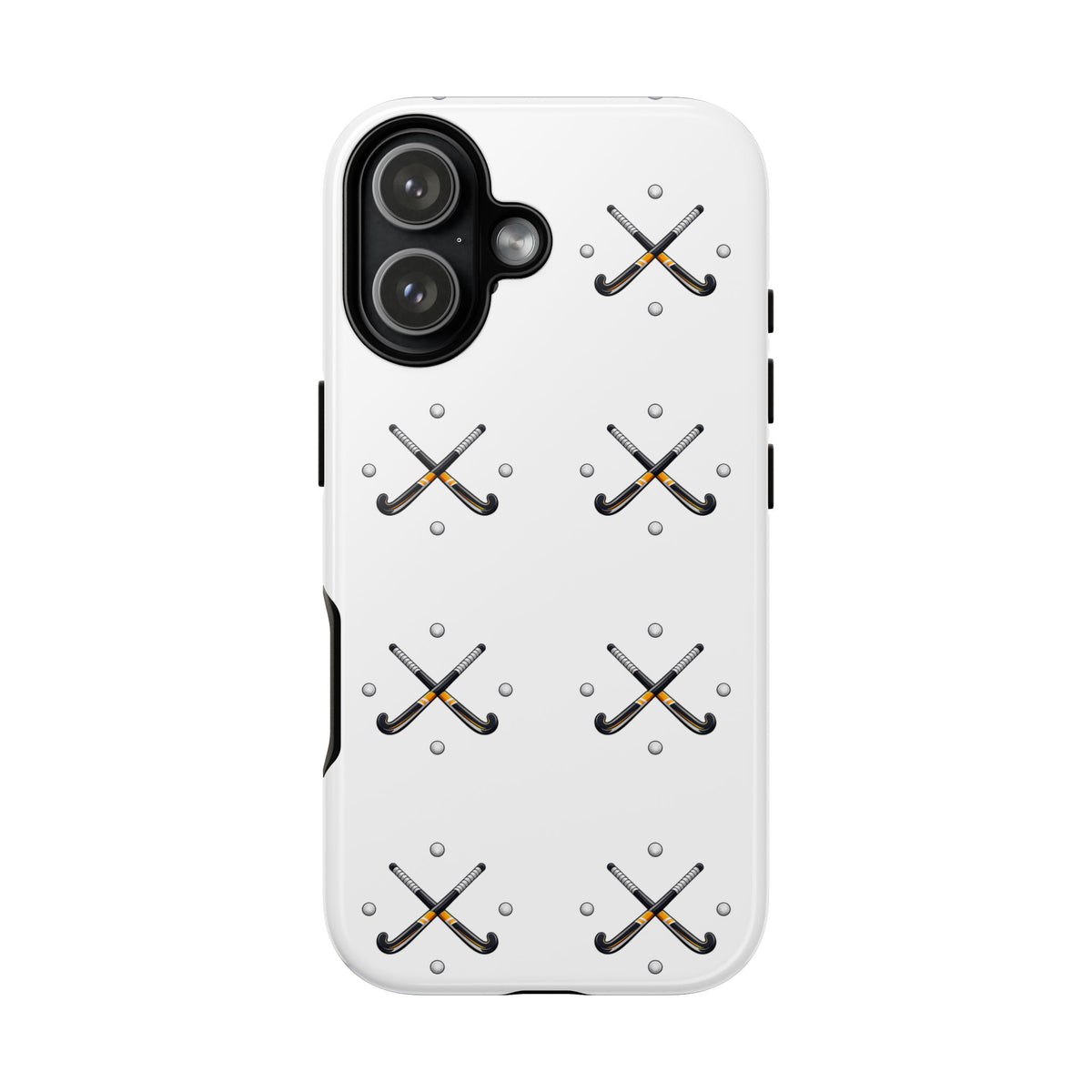 Phone Case, Hockey Repeated Crossed Sticks & Balls Pattern, Tough Case