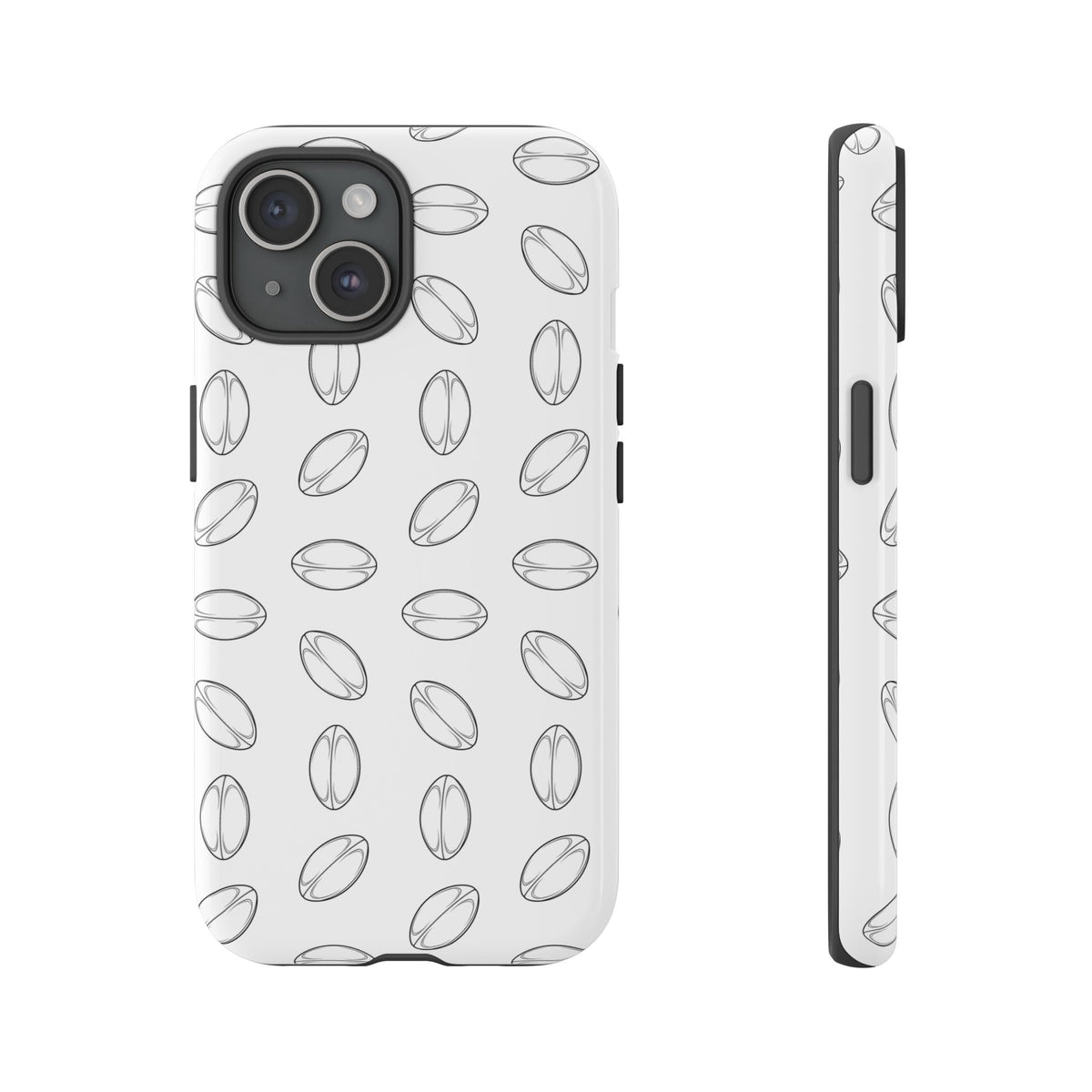 Phone Case, Rugby Ball Minimalist Sketch Pattern, Tough Case