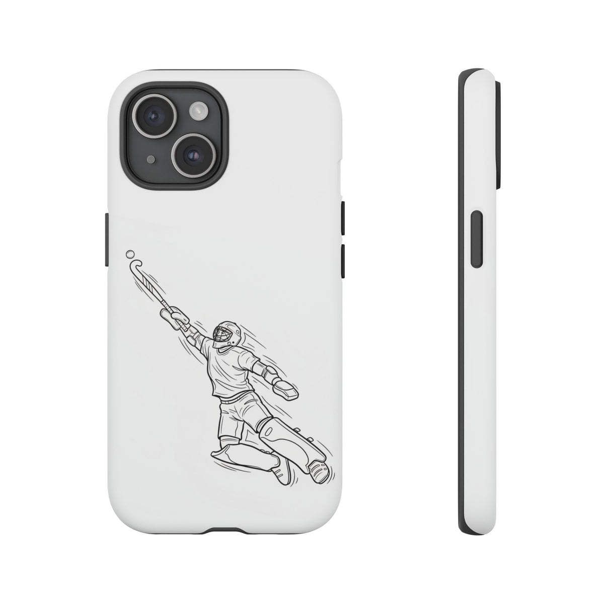 Hockey Goalkeeper Sketch Phone Case — Minimalist Sports Protective Cover