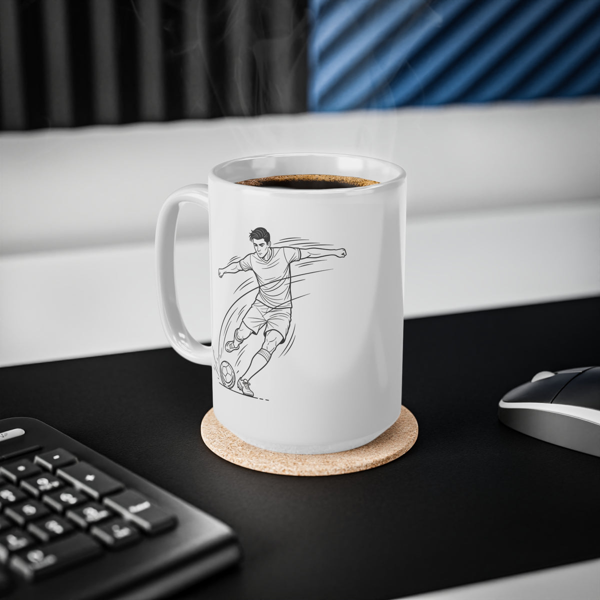 Mug, Football Players Minimalistic sketch design,  Ceramic, 325ml / 11oz or 440ml / 15oz