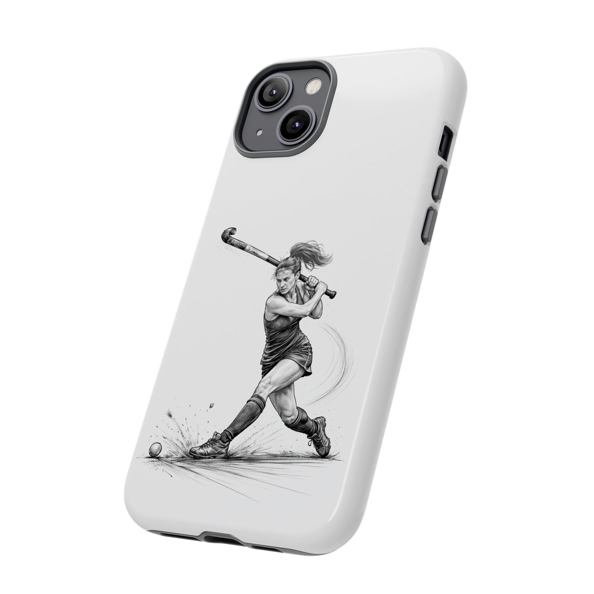 Phone Case, Hockey, Female Player "Tomahawk" shot design, Tough Case