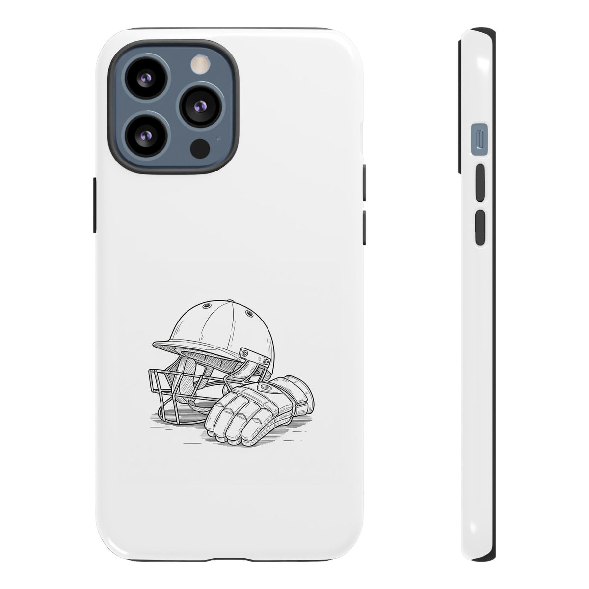 Phone Case, Cricket Gloves & Helmet Sketch, Tough Case