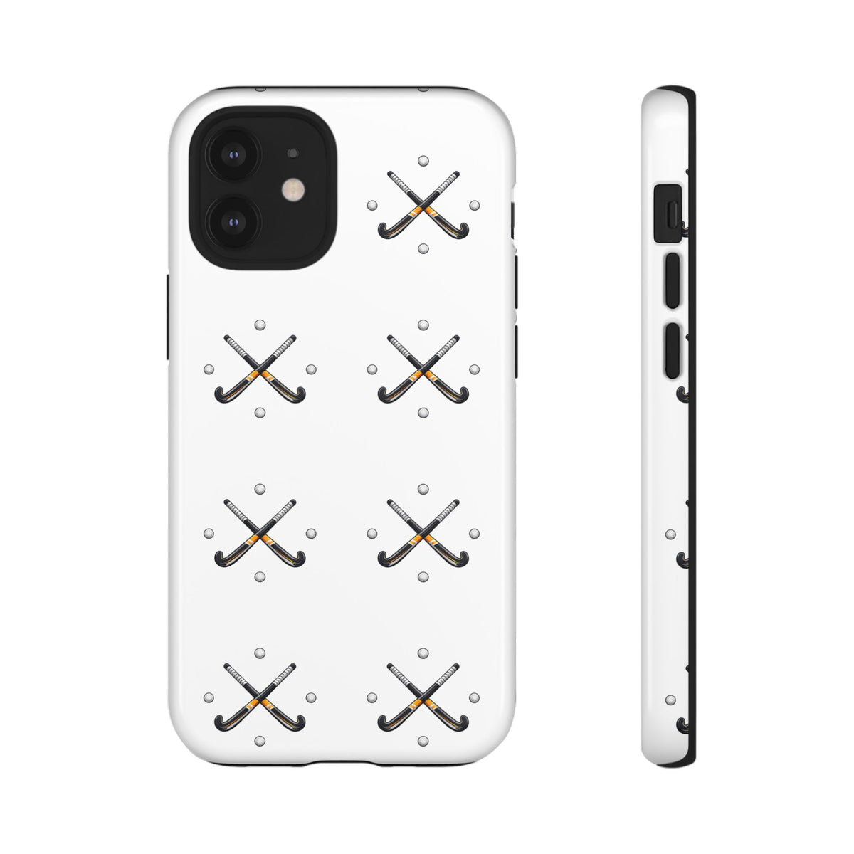 Phone Case, Hockey Repeated Crossed Sticks & Balls Pattern, Tough Case