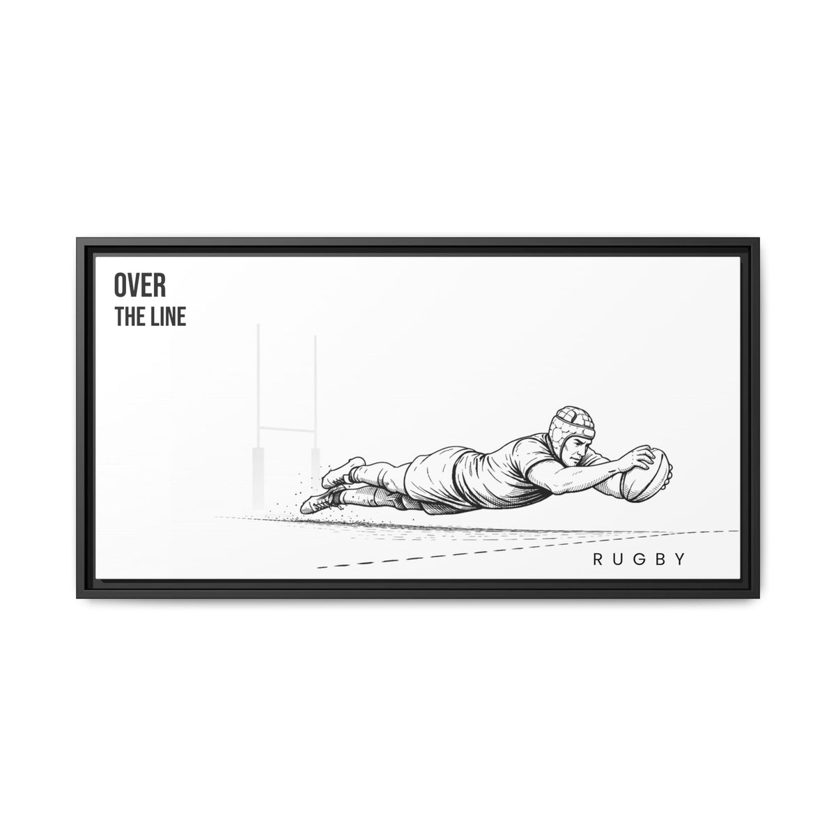 Print, Rugby Try, "Over The Line"  Matte Canvas Framed Wall Art