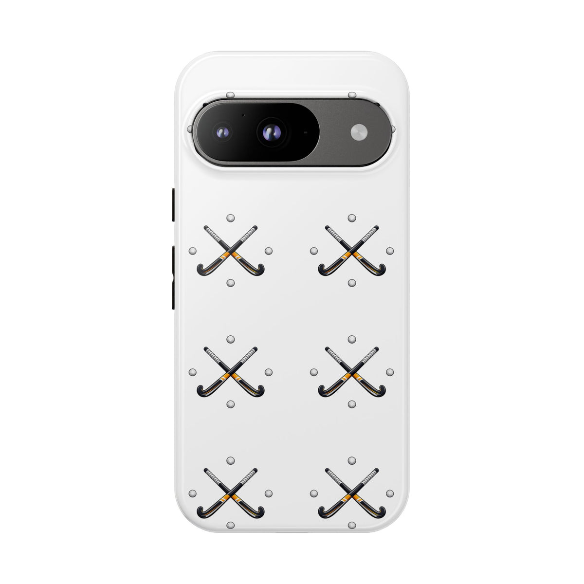 Phone Case, Hockey Repeated Crossed Sticks & Balls Pattern, Tough Case