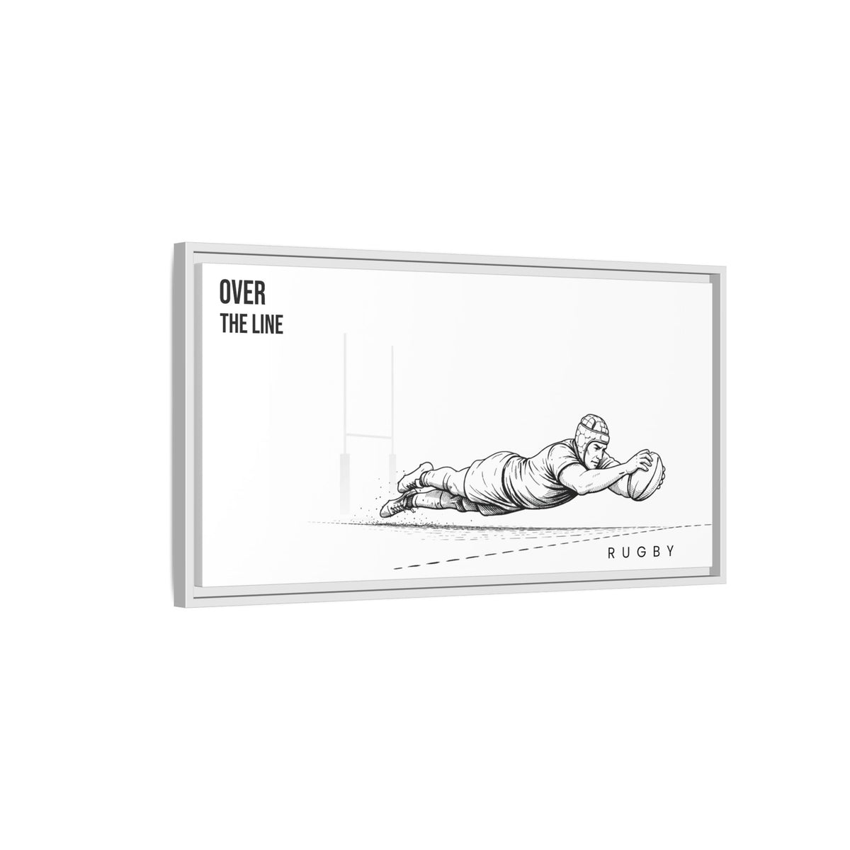Print, Rugby Try, "Over The Line"  Matte Canvas Framed Wall Art