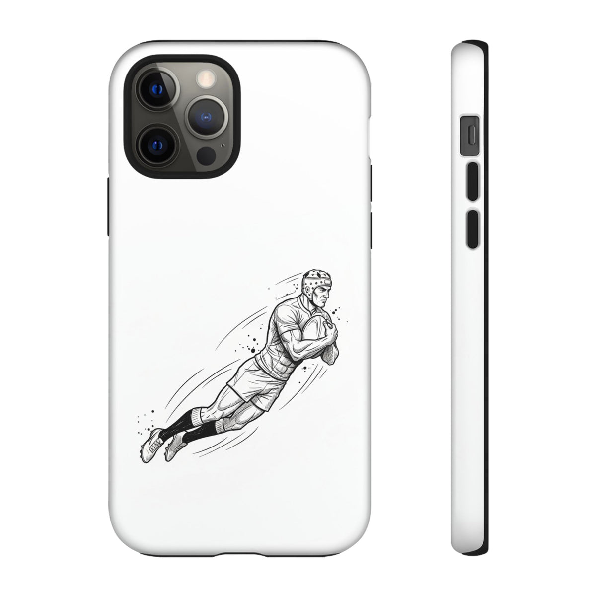 Phone Case, Rugby Try Swan Dive Minimalist Sketch design, Tough Case